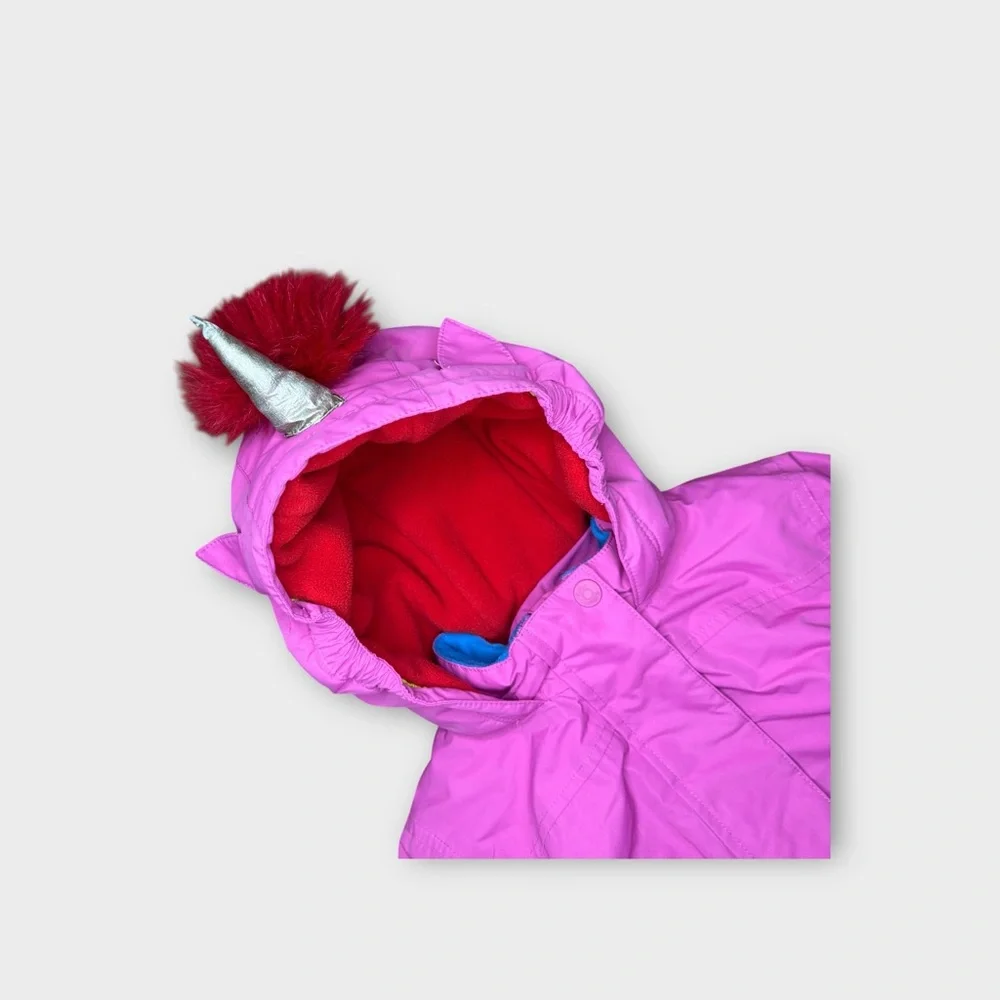 Mini Boden All In One Pink Unicorn Snowsuit